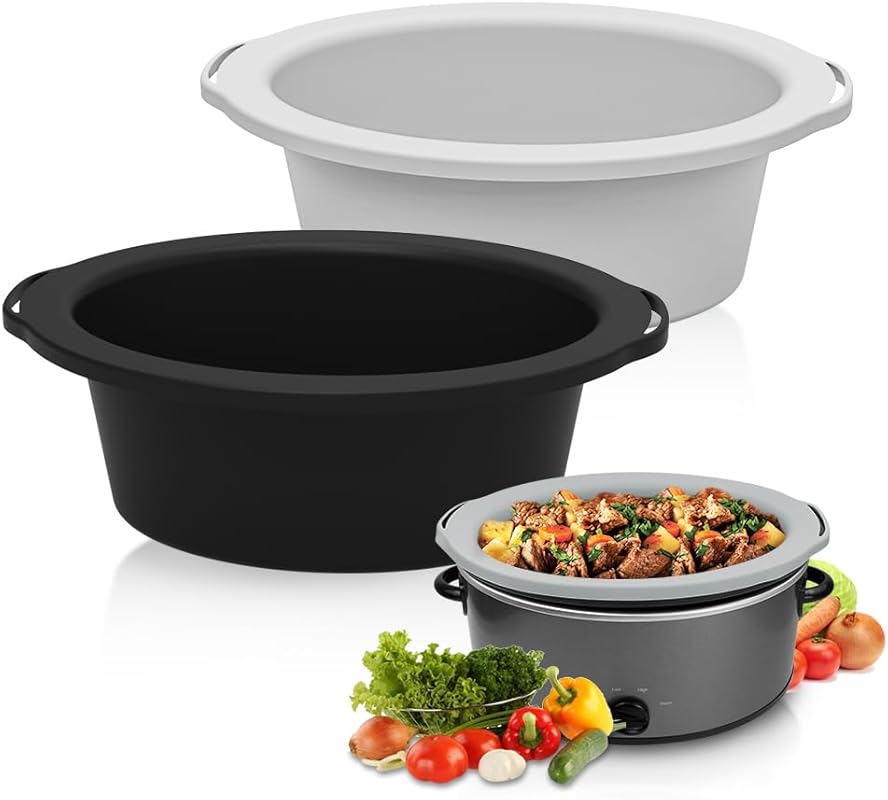 ChefAid Reusable Silicone Slow Cooker Liners, 6-8 Quart Oval/Round, Fo