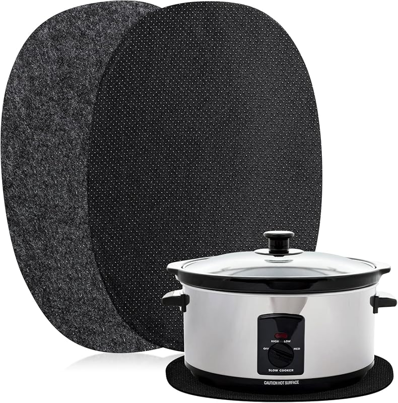 Tanlade Oval Slow Cooker Heat Resistant Mat, Non-Skid Countertop Prote