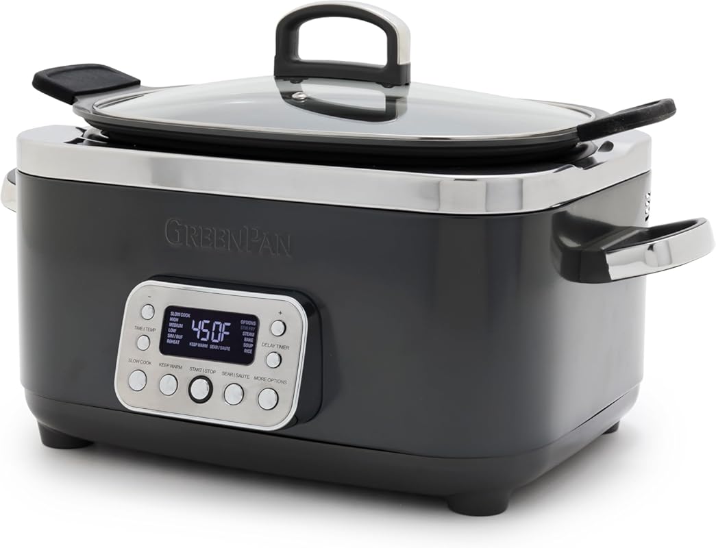 GreenPan Elite 14-in-1 Nonstick 6QT Electric Slow Cooker with Ceramic,