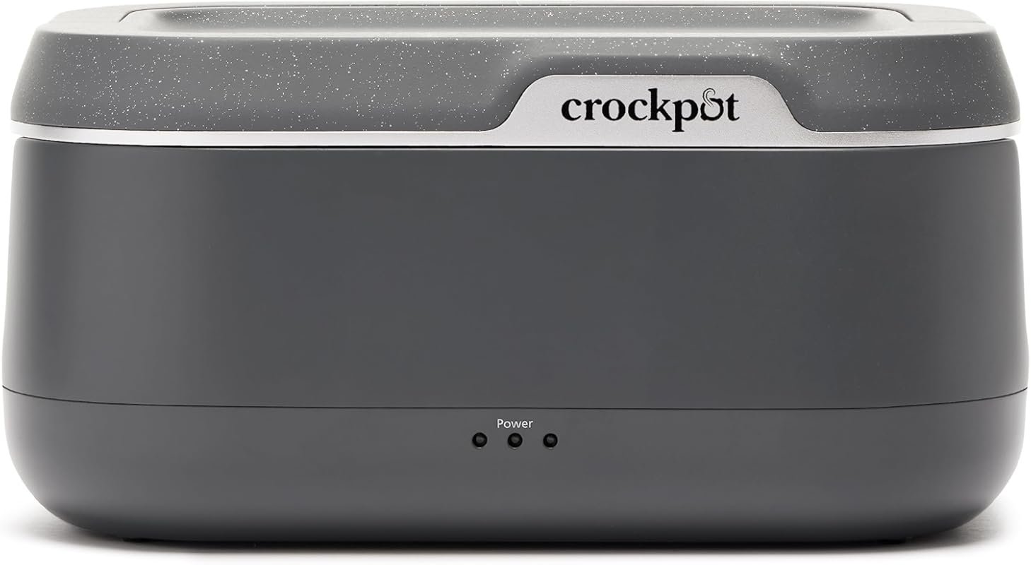 Crock-Pot 28-Ounce Mini Electric Lunch Box Food Warmer, Gray, Portable