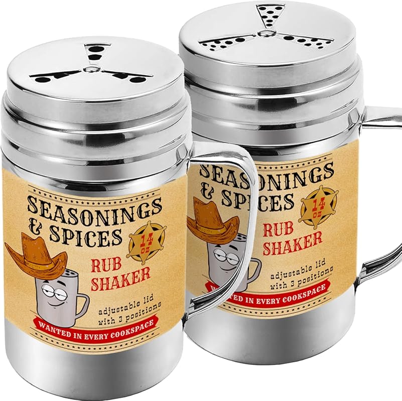 CUSINIUM BBQ Dry Rub Shakers, 2 Pack 14 oz Seasoning Spice Dredge with