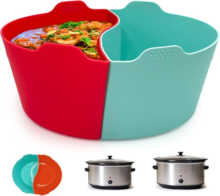 Reusable Silicone Crock Pot Liners, 6-7 Quart Oval Divider Insert for 