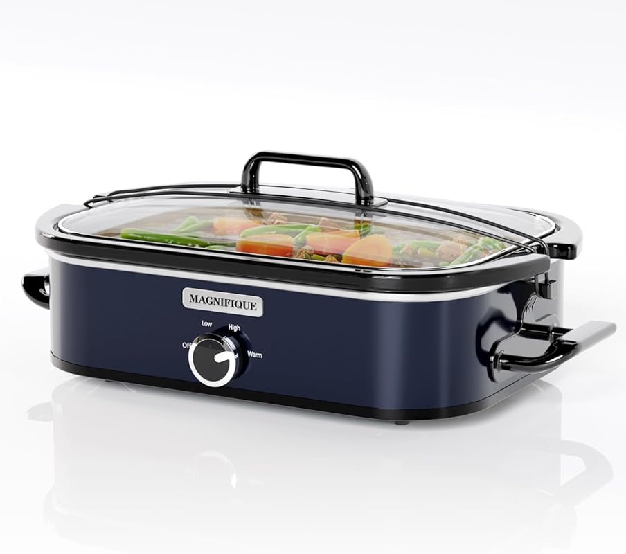 MAGNIFIQUE 4-Quart Slow Cooker with Casserole Manual Warm Setting - Pe