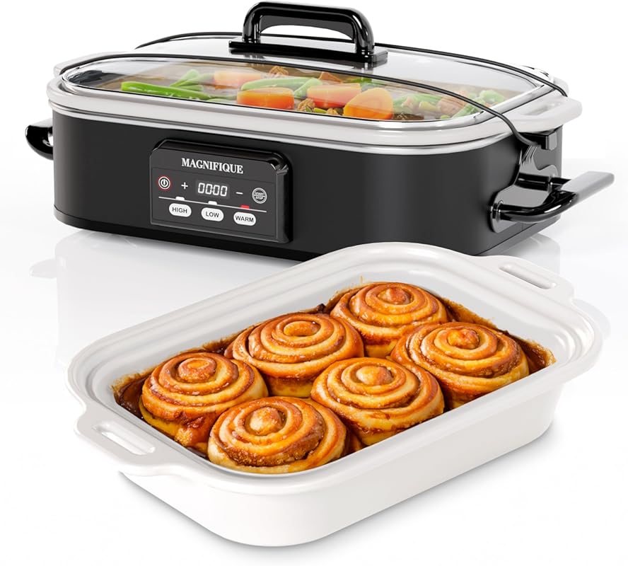 Magnifique 4 Quart Digital Casserole Slow Cooker, Premium Black Cerami
