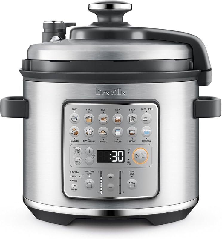 Breville Fast Slow Go 6-Quart Pressure Cooker, Brushed Stainless Steel