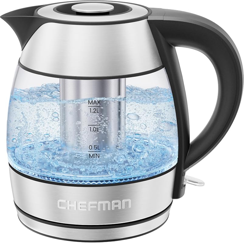 CHEFMAN 1.2L Electric Kettle with Infuser, 1500W Hot Water Tea Pot, BP
