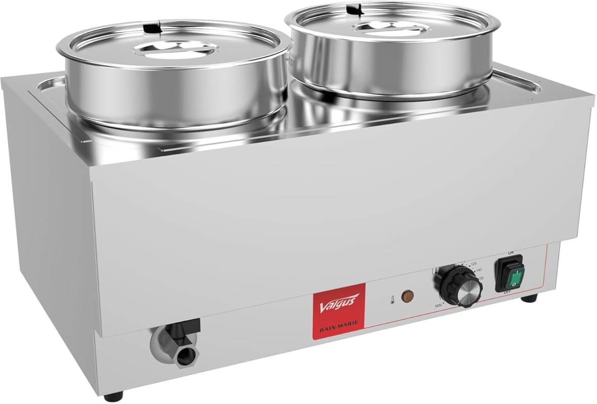Valgus Commercial Electric Soup Warmer Bain Marie with 2 Round Pots an