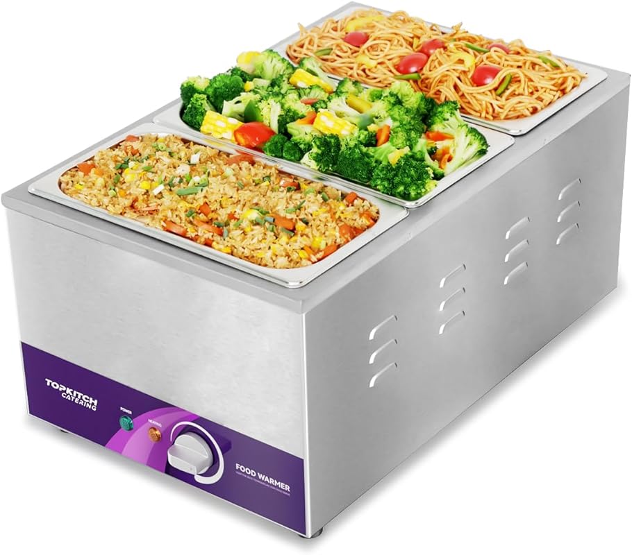 3-Pan 18L Commercial Food Warmer with Non-Leakage Stretch-Forming Wate