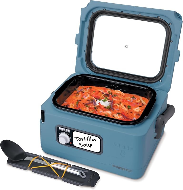 Presto 8-Quart Nomad Traveling Slow Cooker - Blue, Perfect for On-the-