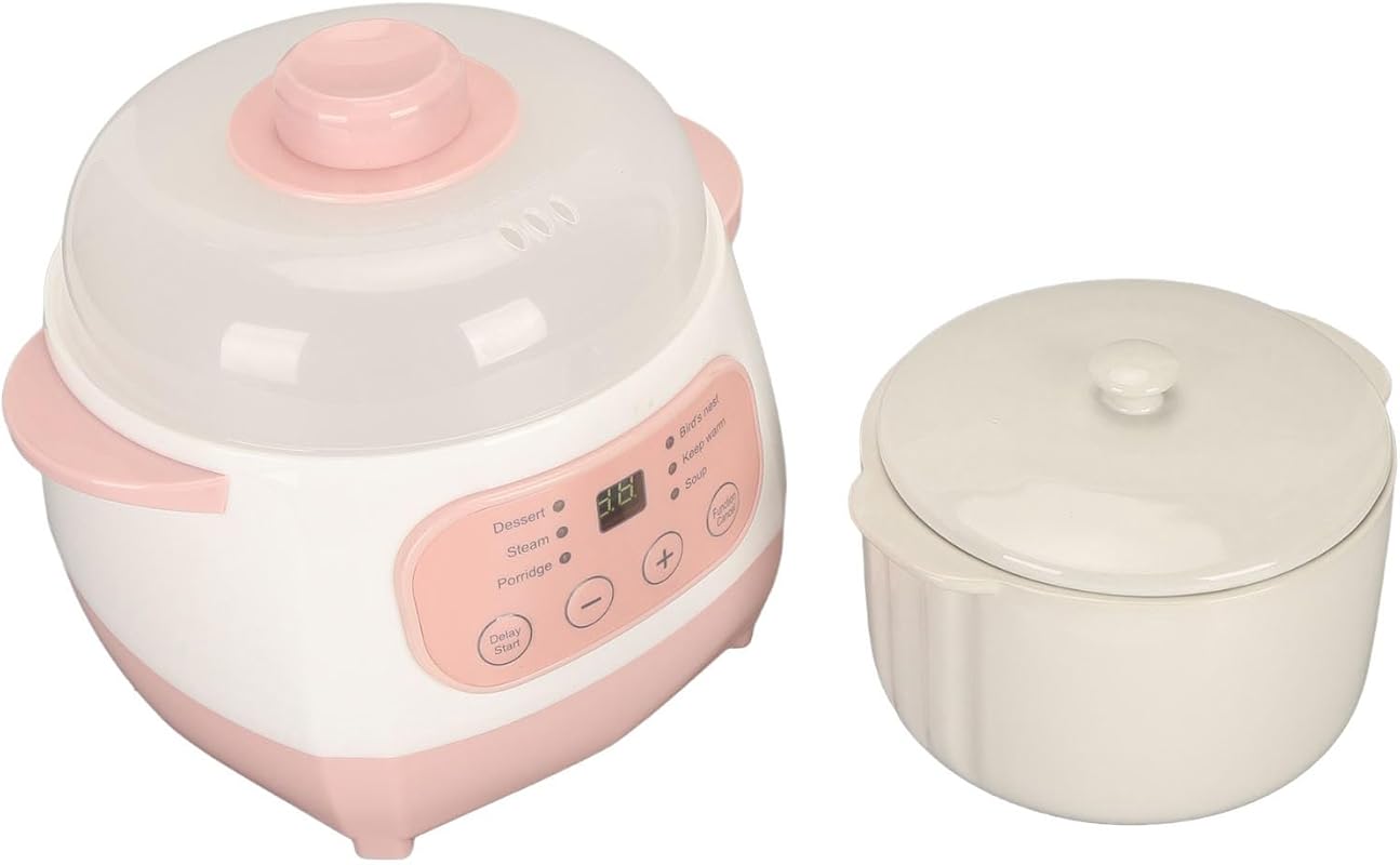 1L Electric Stew Pot: Smart Ceramic Soup Cooker, Mini Slow Cooker, US 