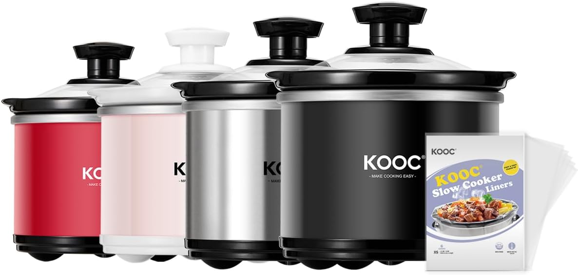 KOOC 0.65 Quart Small Slow Cooker with Upgraded Ceramic Pot, Nutrient
