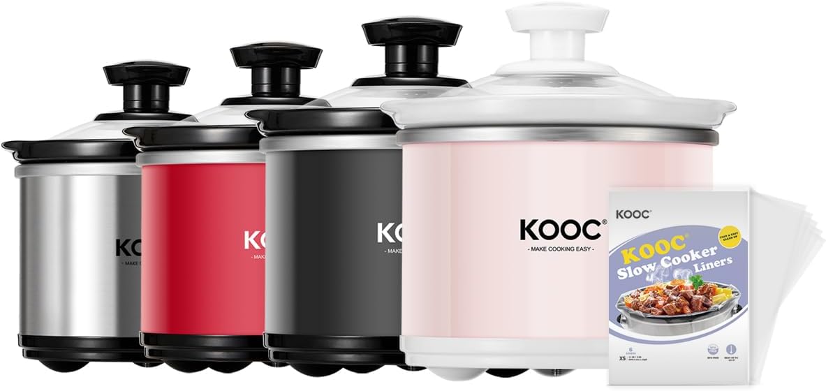 KOOC Pink Small Slow Cooker 0.65 Qt: Nutrient Retention, Upgraded Cera