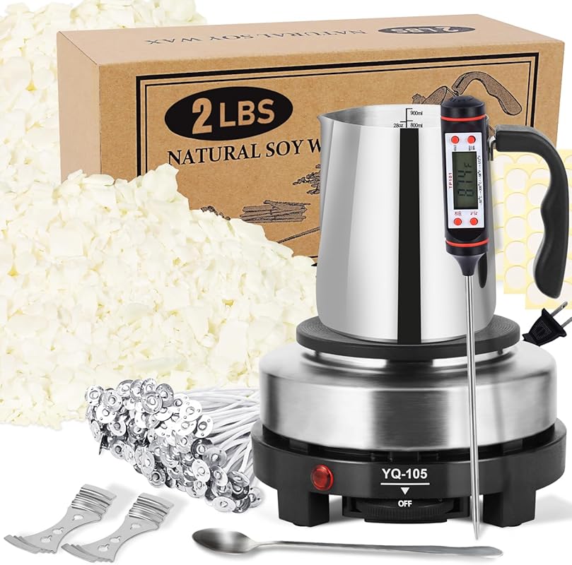 SAEUYVB Candle Making Kit with Electric Stove, Soy Wax & Melting Pot for Adults