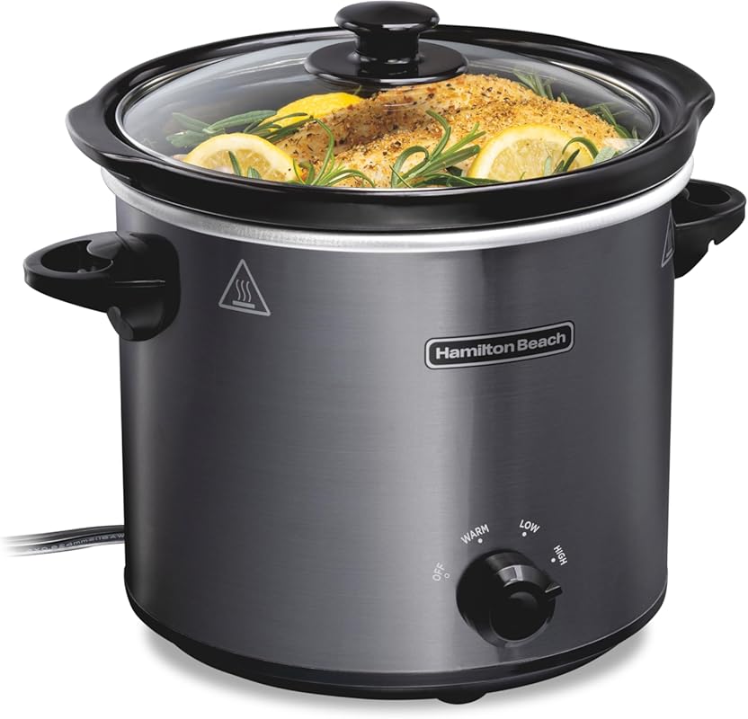 Hamilton Beach 4-Quart Slow Cooker with 3 Settings, Dishwasher-Safe St