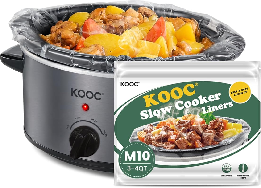 KOOC Slow Cooker Liners 10x13 Inch, 30 Count Small Size BPA-Free Dispo