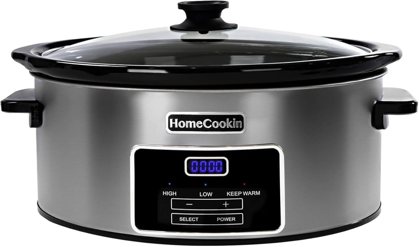 8-Quart Digital Programmable Slow Cooker with Timer for Family Dinners