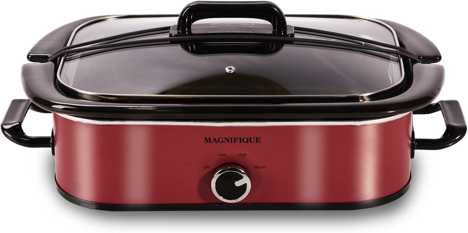 4-Quart Red Manual Slow Cooker with Warm Setting, Ideal for Family Din