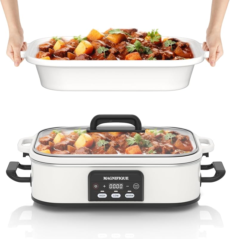Programmable 4-Quart Casserole Slow Cooker with Oven Safe Ceramic Dish