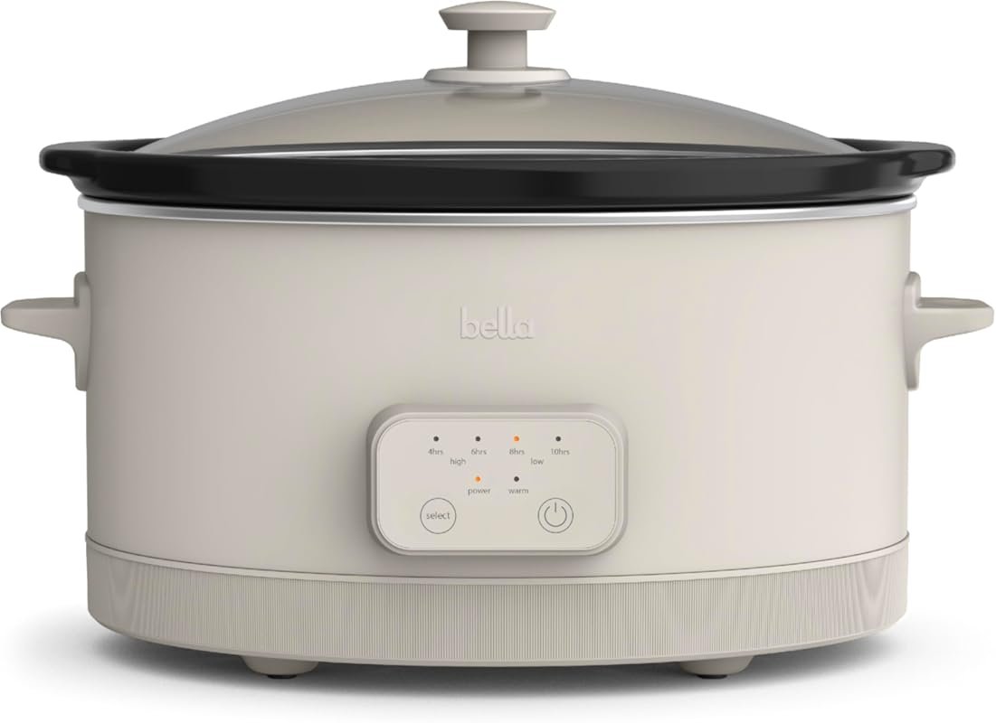 Bella 6.0 Qt Programmable Oatmilk Slow Cooker with Adjustable Time & T