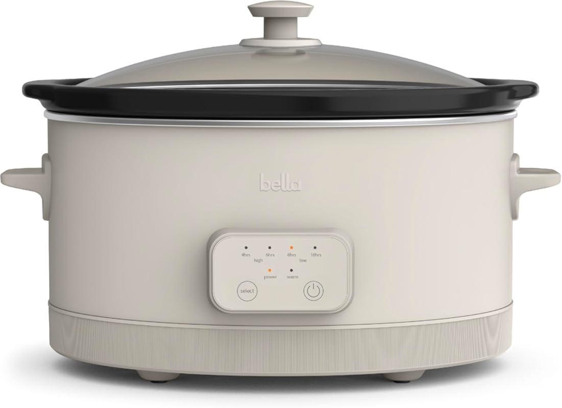bella 6.0 Qt Programmable Slow Cooker with Dishwasher Safe Stoneware P