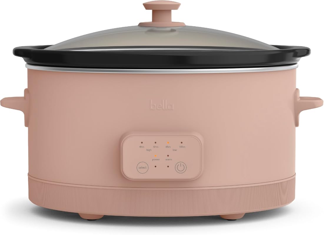 bella 6.0 Qt Programmable Slow Cooker with Ceramic Nonstick, Adjustabl