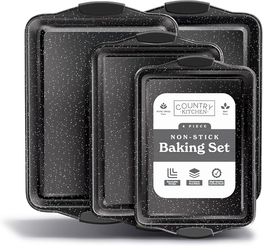 Country Kitchen Nonstick Stackable Bakeware Baking Set with Easy Relea