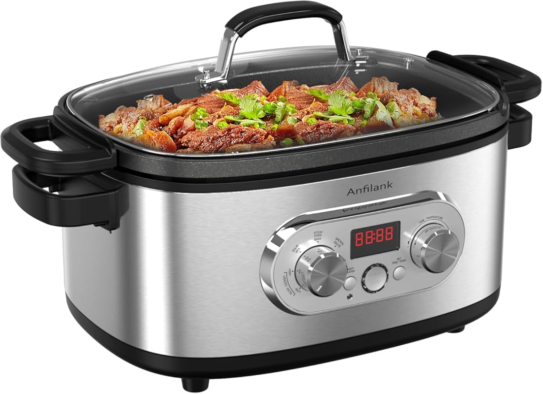 6.8 Quart Programmable Slow Cooker with Presets for Sous Vide, Bake, a