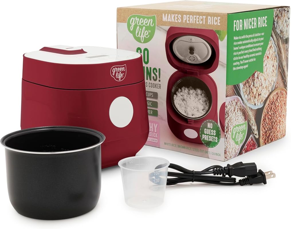 GreenLife Mini Rice Cooker: Great for Oatmeal, Quinoa, and Rice with O