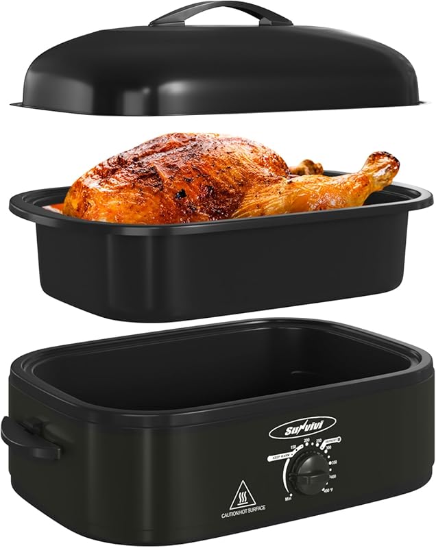 Sunvivi 14 Quart Electric Roaster Oven Slow Cooker with Self-Basting L