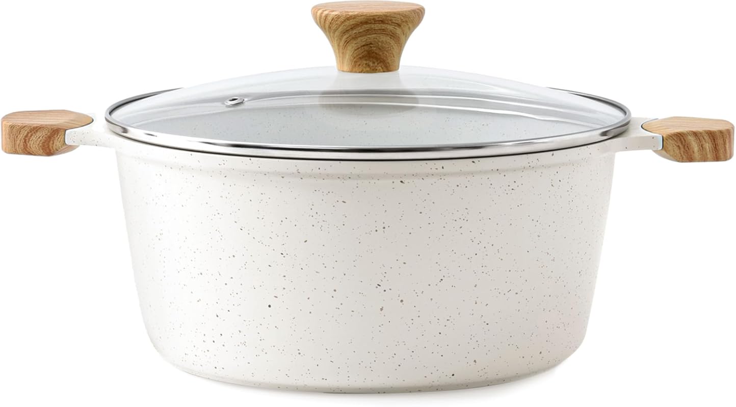 SENSARTE 4.5 Quart Ceramic Nonstick Stock Pot with Tempered Glass Lid 