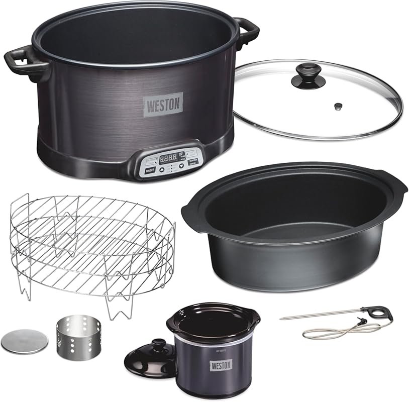 WESTON 2-in-1 Programmable Slow Cooker & Indoor Smoker, 6 Quart, Party