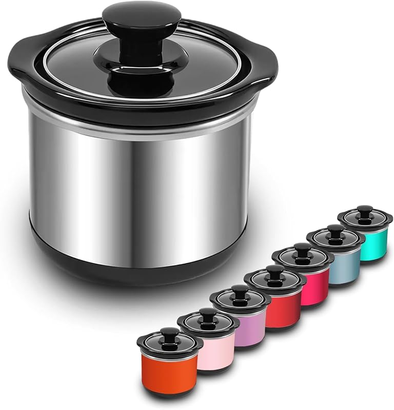 0.65 Qt Mini Slow Cooker with Ceramic Pot for Sauces, Stews, and Dips