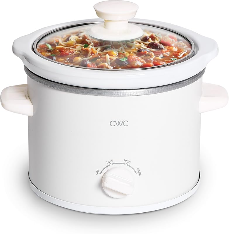 COOK WITH COLOR 2 Quart Cream Round Slow Cooker with Removable Stonewa