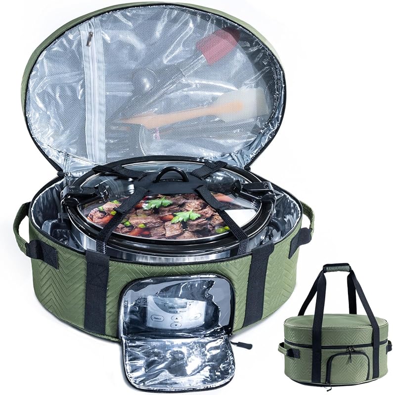 Insulated Slow Cooker Carrying Bag for 6-8 Quart Crock Pots with Acces