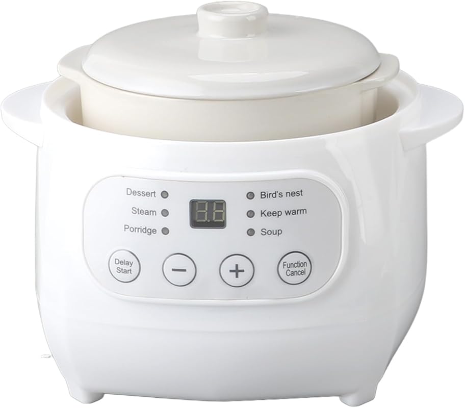 Mini 1L Electric Ceramic Stew Cooker with Overheat Protection for Porr