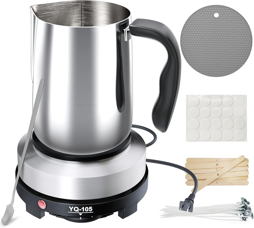 CasaCulina 2025 New Candle Making Kit with Hot Plate, Melting Pot, Wic