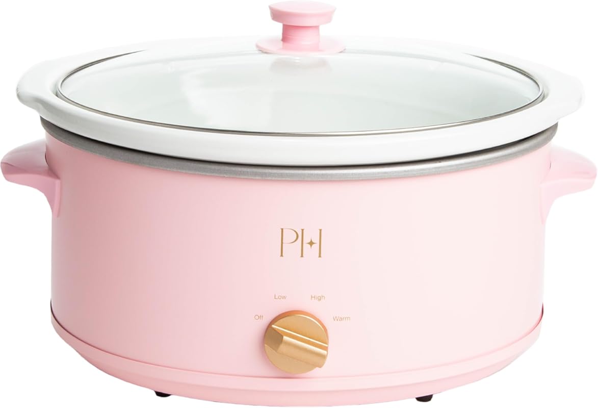 Paris Hilton 6-Quart Manual Slow Cooker, Pink, Nonstick Stoneware Inse