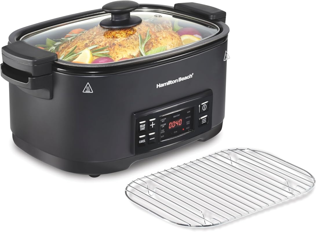 Hamilton Beach 6 Quart 9-in-1 Programmable Slow Cooker with Sear, Nons