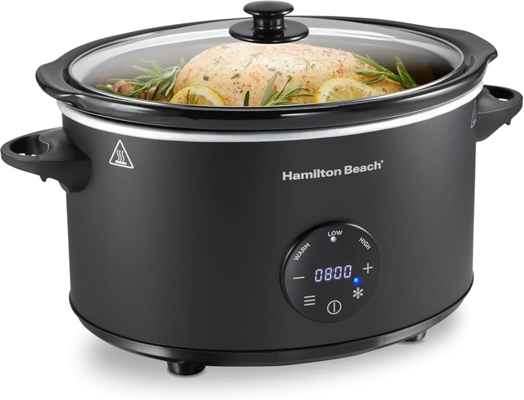 Hamilton Beach 6 Quart Set & Forget Programmable Slow Cooker: Defrost,