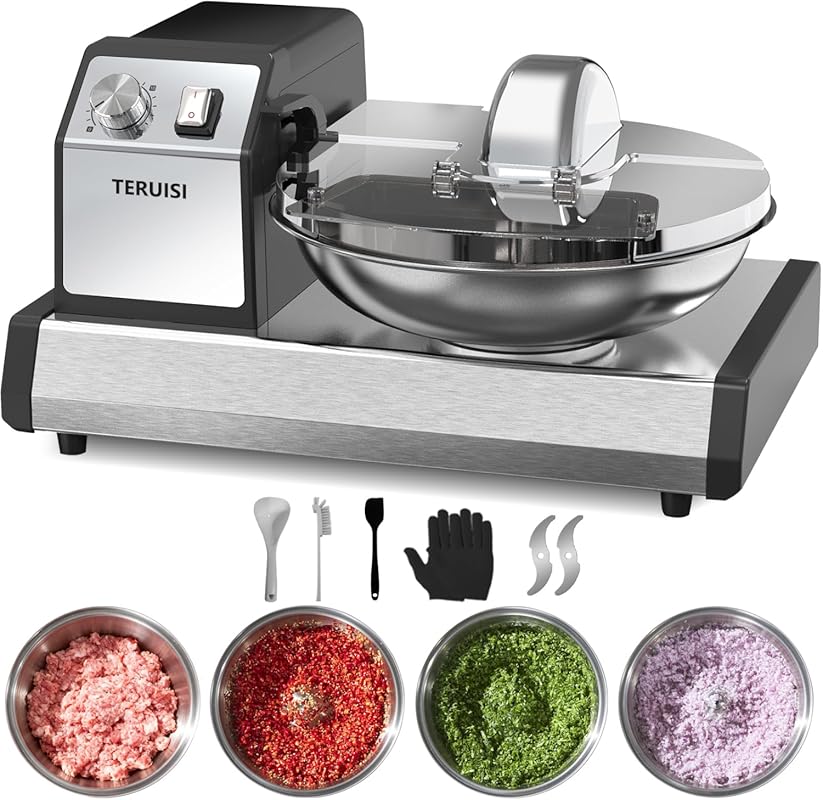 Commercial 250W Heavy Duty Food Processor, 6QT Stainless Steel Bowl, M