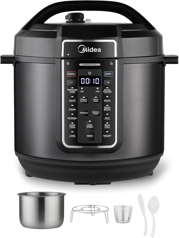 Midea 8 Quart 12-in-1 Electric Pressure Cooker: Slow Cooker, Rice Cook