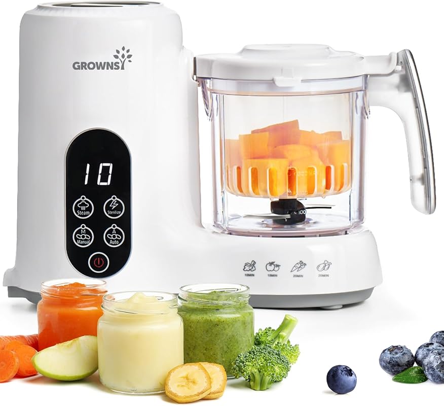 Grownsy One-Step Baby Food Maker: Steamer, Puree Blender, Grinder, Aut