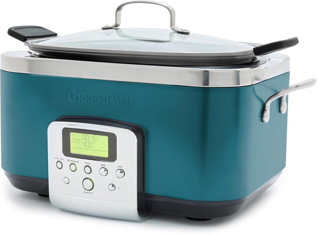 GreenPan Elite 6QT 8-in-1 Programmable Slow Cooker, PFAS-Free Ceramic,