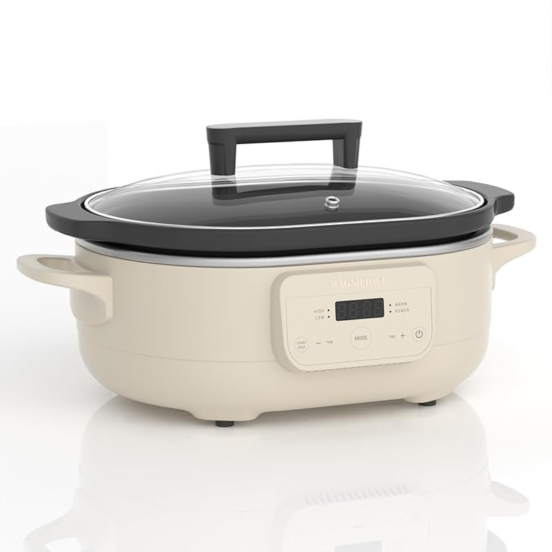 MAGNIFIQUE 6 Quart Programmable Slow Cooker with Keep Warm, Oatmeal, a