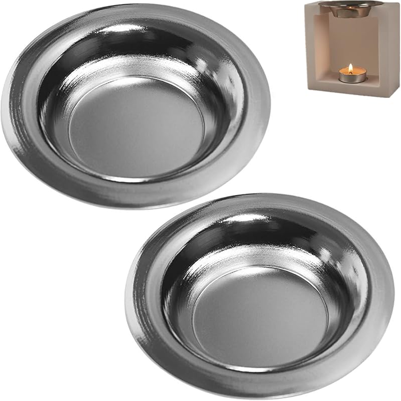 Spero 2-Pack Round Metal Replacement Wax Warmer Dishes for Electric Oi