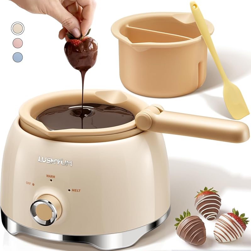 4-Cup Chocolate Melting Pot Warmer with 2 Insert Pots and Spatula