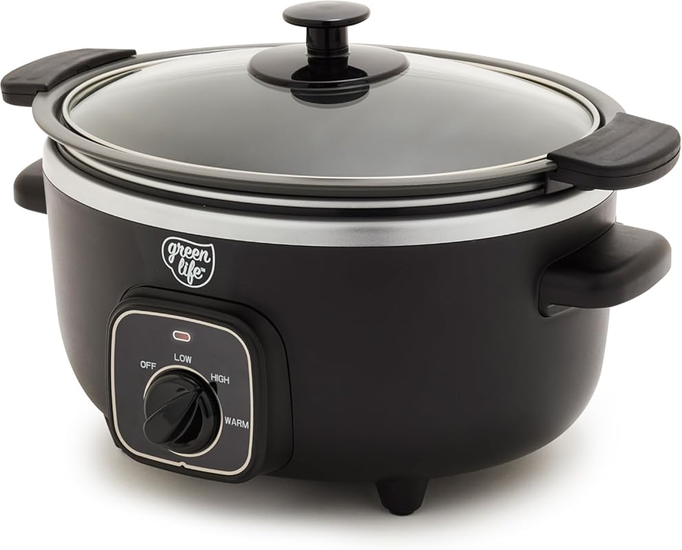 GreenLife 3.5 Quart Programmable Slow Cooker with Non-Toxic Ceramic No