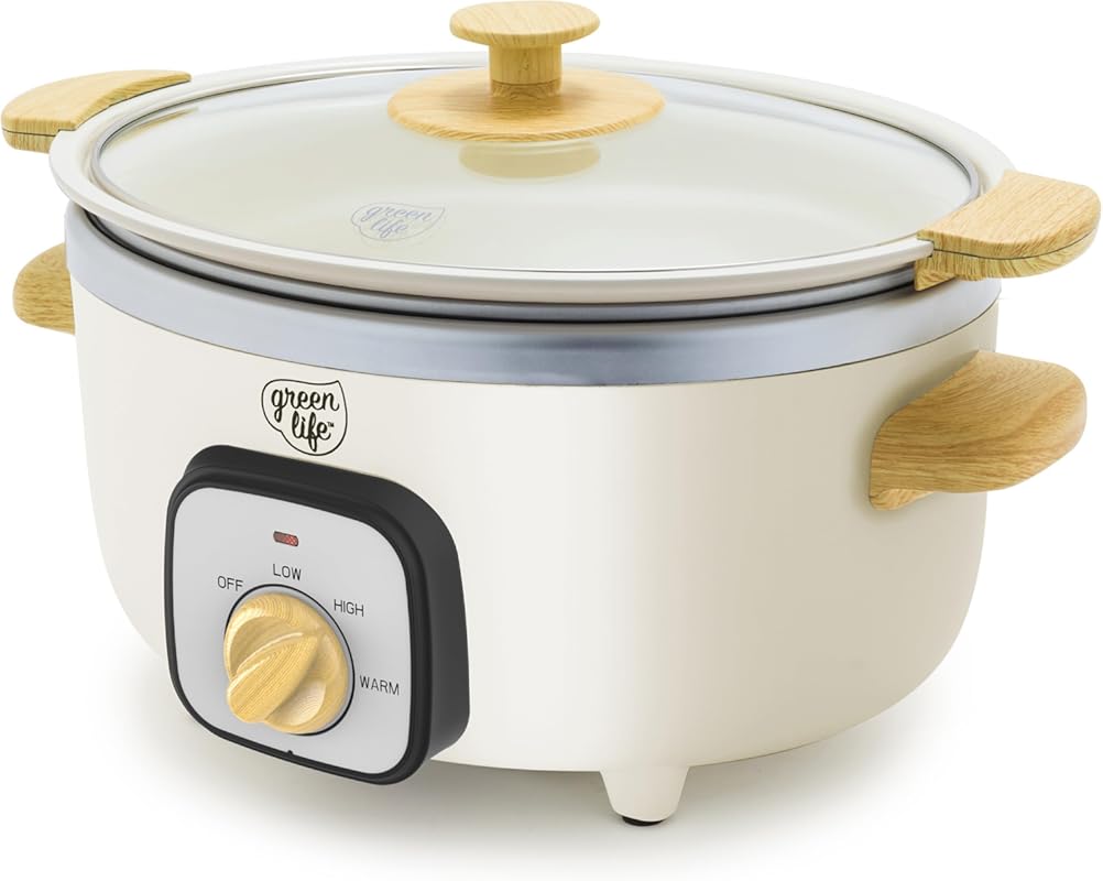 GreenLife 3.5QT Slow Cooker, PFAS-Free Non-Toxic Ceramic Nonstick Remo