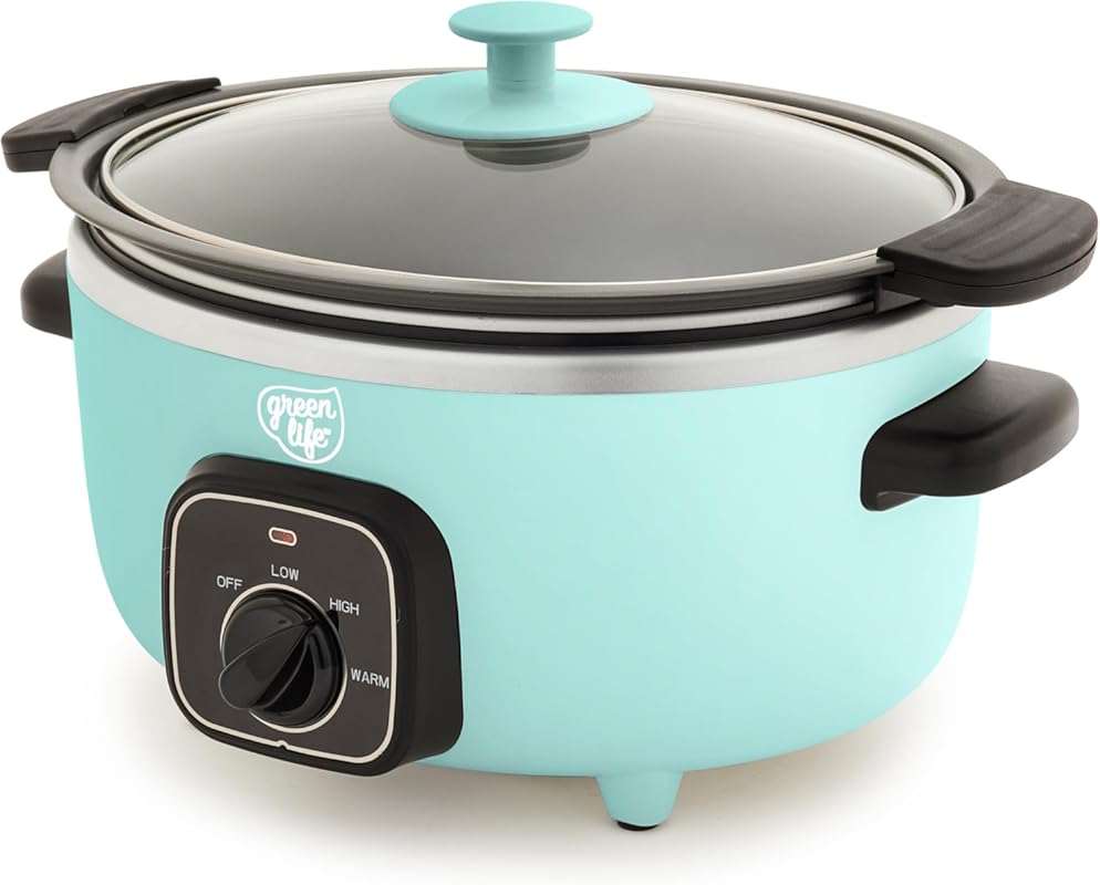 GreenLife 3.5 Quart Programmable Slow Cooker with Non-Toxic Ceramic No