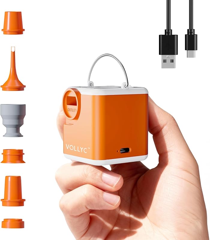 Portable Mini Electric Air Pump for Inflatables, 2400mAh Battery, Camp